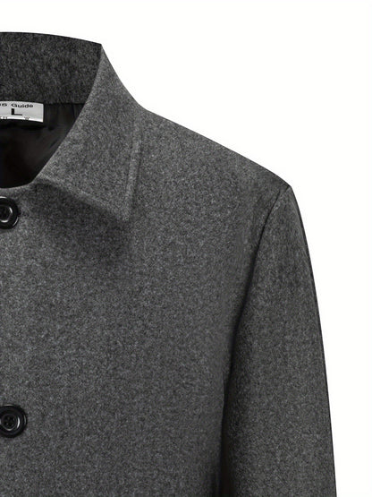 2025 Nuovo trench casual classico a tinta unita per uomo con doppie tasche, design semplice, stile papà elegante, resistente alle rughe, chiusura a singolo petto, leggero e di lusso, cappotto antivento per la primavera/autunno