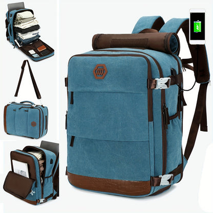Zaino da Viaggio Approvato dalle Compagnie Aeree con Porta di Ricarica USB, Scomparto per Scarpe e Custodia per Laptop da 99,8 cm - Borsone Leggero per Università Uomini e Donne, Design Marrone & Beige, Spallacci Regolabili, Tasche Multiple, Solo Lavaggio