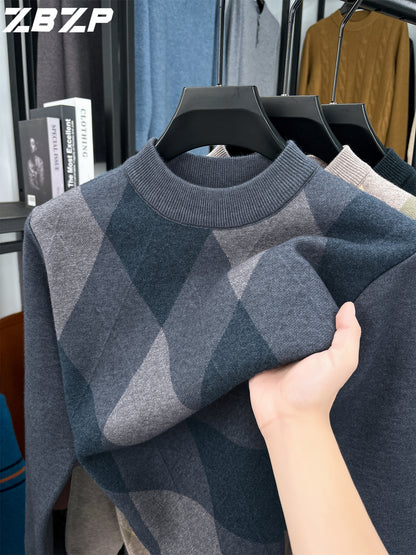 Maglione Autunno-Inverno Uomo ZBZP, Pullover Casual a Mezza Collo Caldo e Moda per Uomini di Media Età