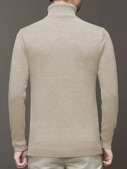 Maglione da Uomo 100% Lana - Morbido e Caldo, Collo Alto Elasticizzato, Lavabile in Lavatrice, Tinta Unita per Look Casual & Business, Maglione a Girocollo Comodo, Tessuto ad Alta Elasticità, Abbigliamento da Ufficio, Design Classico, Costruzione Durevole