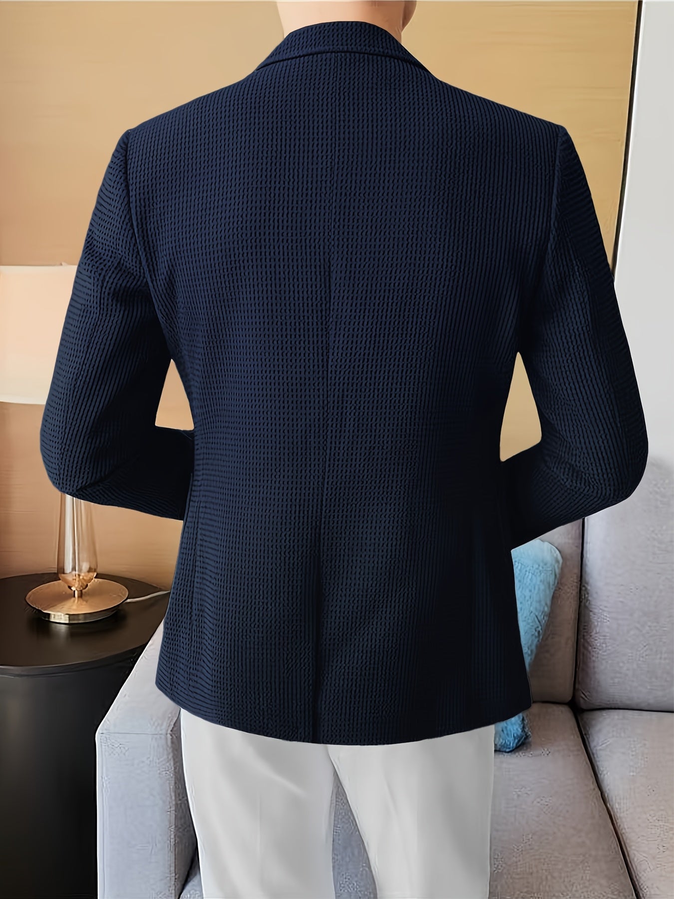 Linea Classic - Blazer a maniche lunghe in maglia waffle per uomo