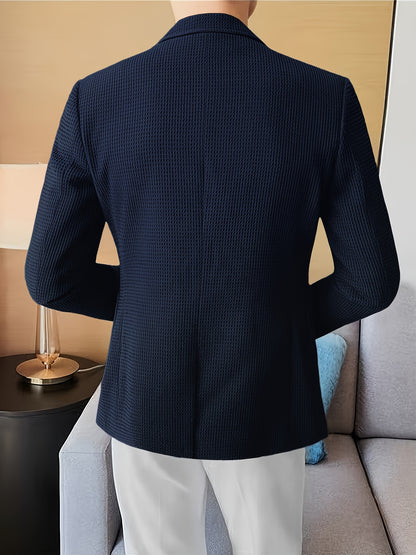 Linea Classic - Blazer a maniche lunghe in maglia waffle per uomo