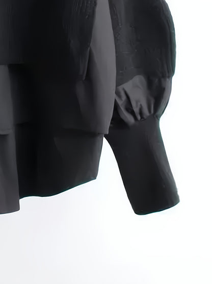 Maglione Bicolore Elegante da Donna - Look a Strati, Blusa a Maniche Lunghe con Scollo Rotondo per Primavera/Autunno, Ufficio, Festa