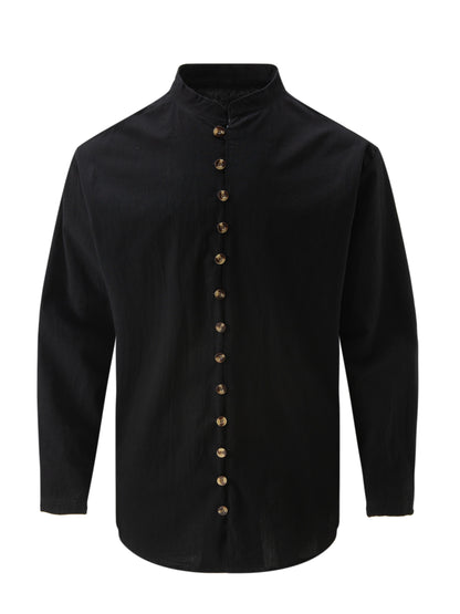 Maglietta Uomo Casual Retro a Maniche Lunghe con Collo Tondo e Bottoni, Regalo per Ramadan