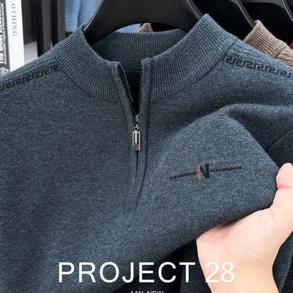 Maglione a metà zip da uomo - Pullover termoisolato con zip frontale, maglione in maglia morbida per ufficio, abbigliamento formale e casual - Maglione invernale in colori scuri (blu/nero/carbonio) - Top di strato traspirante per il tempo freddo, abbiglia