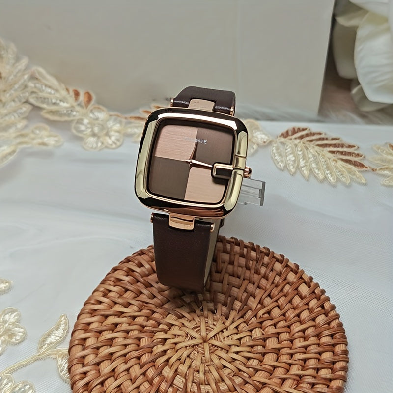 Orologio Quadrato a Quarzo per Donna, Stile Semplice e Individuale, Orologio di Lusso con Blocco di Colore