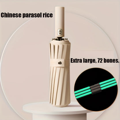 1Cp72 Ombrello Automatico con 72 Ribs Rinforzati, Adatto per Uomini e Donne, Pieghevole, Portatile e Durevole con .
