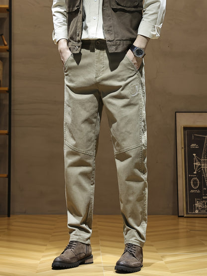 Pantaloni casual da uomo - Pantaloni beige/marrone, abbigliamento quotidiano e formale per tutte le stagioni, vestibilità regolare, abbigliamento formale non elasticizzato, abbigliamento per ufficio e casual facile da curare, abbigliamento versatile, desi