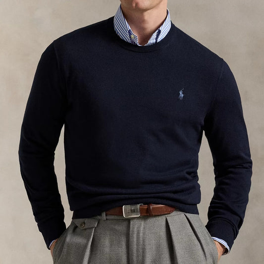 Heritage Fine-Knit Cotton Crewneck Sweater
