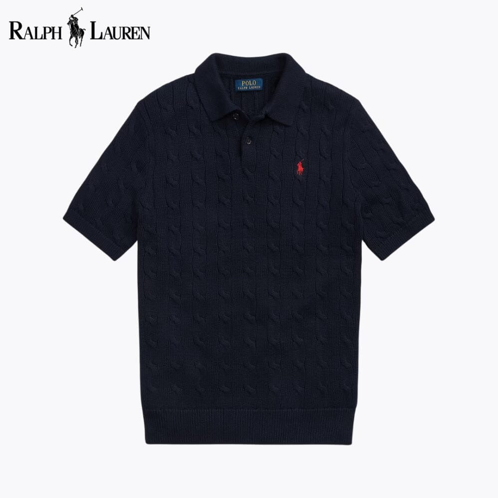Heritage Cable-Knit Polo Sweater