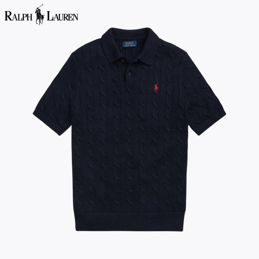 Heritage Cable-Knit Polo Sweater