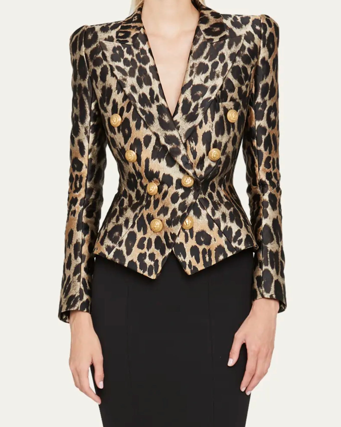 Leopard Double Breasted Gold Button Blazer