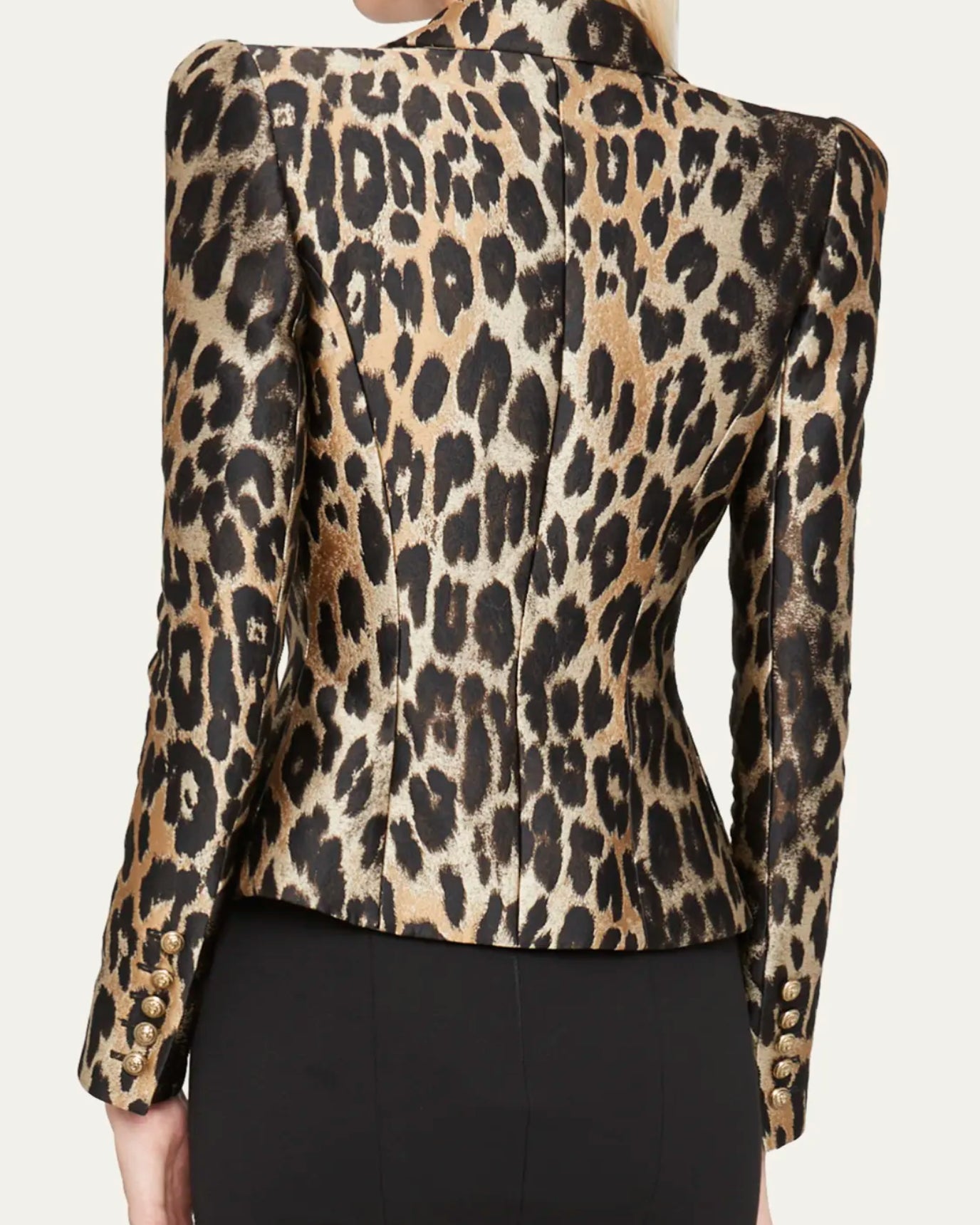 Leopard Double Breasted Gold Button Blazer