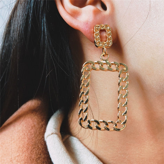 Audrey Vintage Gold Chain Link Earrings