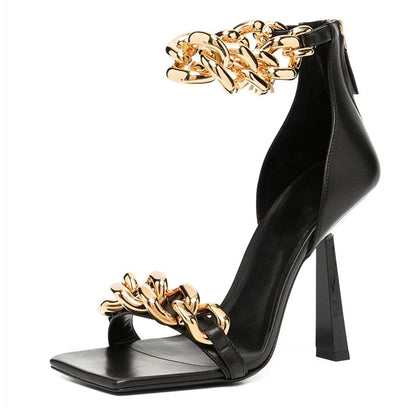 Runway Gold Chain High Heel Sandals