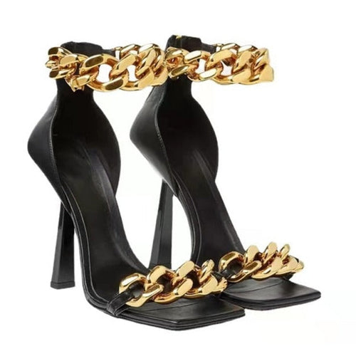 Runway Gold Chain High Heel Sandals